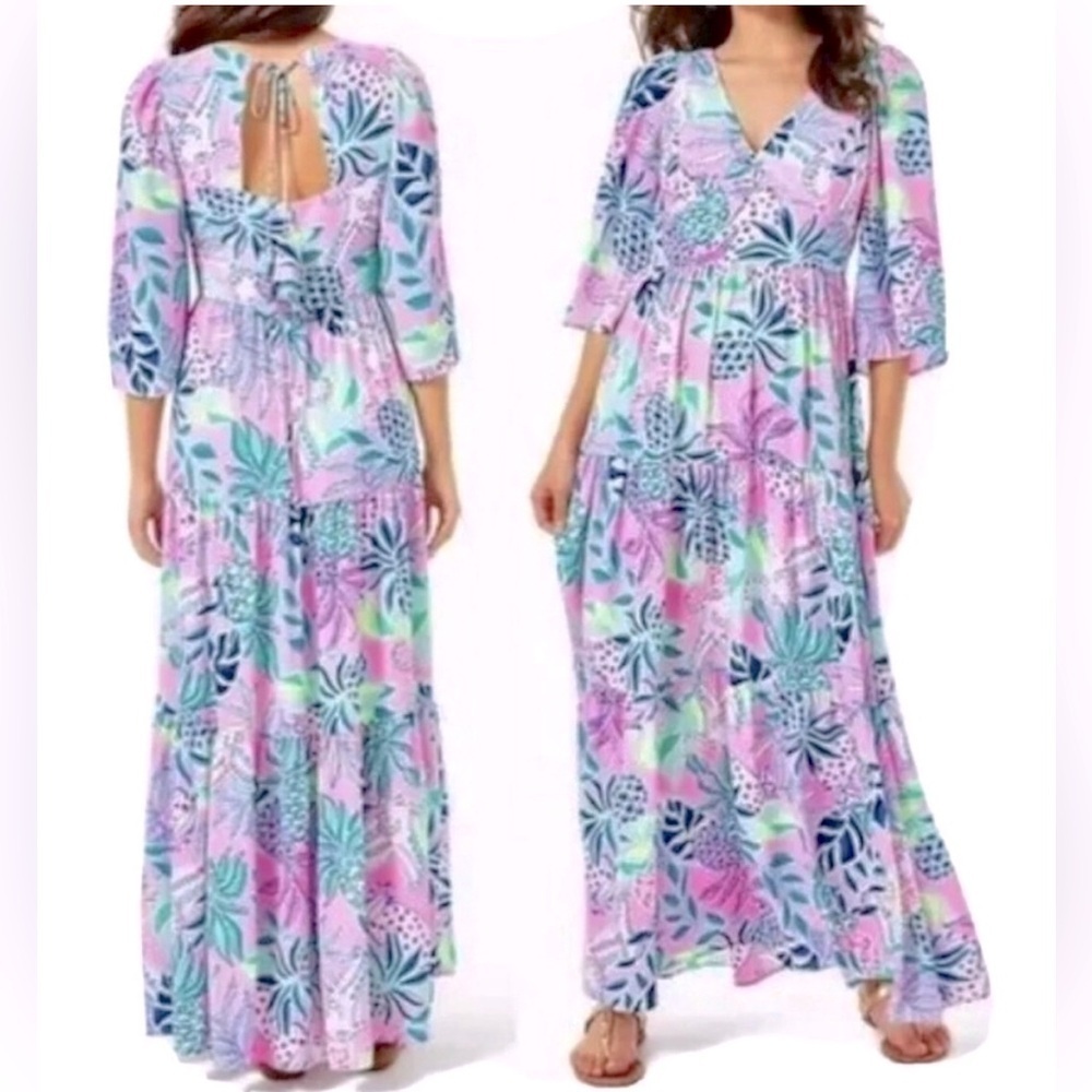 NWT! Lilly Pulitzer Rease Maxi Dress in Chica Tina’s Lilac Rose Size 6